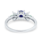 Marquise Wedding Ring Green Emerald Simulated Blue Sapphire CZ 925 Sterling Silver