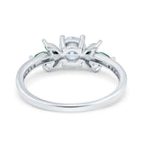 Marquise Wedding Ring Green Emerald Simulated Cubic Zirconia 925 Sterling Silver