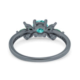 Marquise Wedding Ring Emerald Black Tone, Simulated Paraiba Tourmaline CZ 925 Sterling Silver