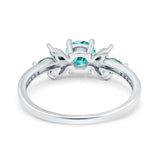 Marquise Wedding Ring Green Emerald Simulated Paraiba Tourmaline CZ 925 Sterling Silver