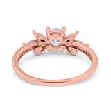 14K Rose Gold Art Deco Engagement Bridal Ring Marquise & Round Simulated CZ Size 7