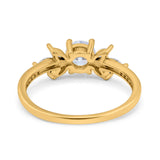 14K Yellow Gold Art Deco Engagement Bridal Ring Marquise & Round Simulated CZ Size 7