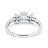 Marquise Wedding Ring Ruby Simulated Cubic Zirconia 925 Sterling Silver