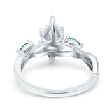 Infinity Twist Green Simulated Emerald Marquise Wedding Ring Simulated Cubic Zirconia 925 Sterling Silver