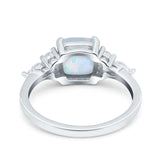 Cushion Cut Art Deco Engagement Ring Lab Created White Opal 925 Sterling Silver