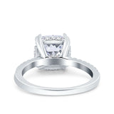 Half Eternity Art Deco Cushion Cut Wedding Bridal Ring Simulated Cubic Zirconia 925 Sterling Silver