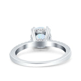 Art Deco Wedding Bridal Ring Half Eternity Round Lab Created White Opal 925 Sterling Silver