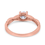 14K Rose Gold Infinity Twist Art Deco Wedding Ring Round Simulated CZ Size 7