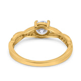 14K Yellow Gold Infinity Twist Art Deco Wedding Ring Round Simulated CZ