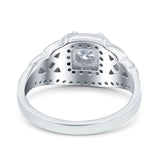 Celtic Art Deco Wedding Ring Round Simulated Cubic Zirconia 925 Sterling Silver