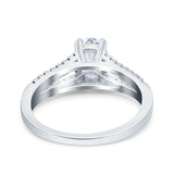 Split Shank Halo Oval Wedding Ring Simulated Cubic Zirconia 925 Sterling Silver