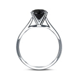 Oval Cathedral Solitaire Wedding Ring Simulated Black CZ 925 Sterling Silver