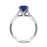 Oval Cathedral Solitaire Wedding Ring Simulated Blue Sapphire CZ 925 Sterling Silver