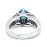 Split Shank Halo Oval Wedding Ring Amethyst Simulated Paraiba Tourmaline CZ 925 Sterling Silver