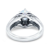 Split Shank Halo Oval Wedding Engagement Ring Blue Sapphire Lab Created White Opal 925 Sterling Silver