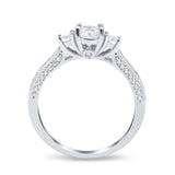 Three Stone Vintage Engagement Bridal Ring Round Simulated Cubic Zirconia 925 Sterling Silver