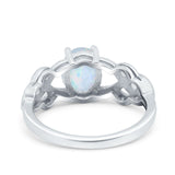 Oval Solitaire Celtic Wedding Ring Lab Created White Opal 925 Sterling Silver