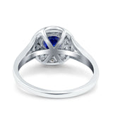 Celtic Halo Engagement Ring Round Simulated Blue Sapphire CZ 925 Sterling Silver