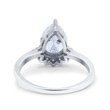 Teardrop Art Deco Pear Engagement Ring Simulated Cubic Zirconia 925 Sterling Silver