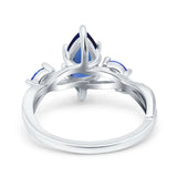 Infinity Twist Sapphire Marquise Wedding Ring Simulated Blue Sapphire CZ 925 Sterling Silver