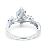 Infinity Twist Sapphire Marquise Wedding Ring Lab Created White Opal 925 Sterling Silver