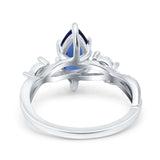 Infinity Twist Marquise Art Deco Engagement Ring Simulated Blue Sapphire CZ 925 Sterling Silver