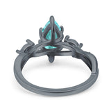 Infinity Twist Marquise Art Deco Engagement Ring Black Tone, Simulated Paraiba Tourmaline CZ 925 Sterling Silver