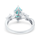 Infinity Twist Marquise Art Deco Engagement Ring Simulated Paraiba Tourmaline CZ 925 Sterling Silver