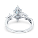 Infinity Twist Marquise Art Deco Engagement Ring Lab Created White Opal 925 Sterling Silver