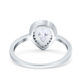 Teardrop Pear Art Deco Wedding Ring Simulated Cubic Zirconia 925 Sterling Silver