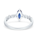 Marquise Wedding Ring Infinity Twisted Simulated Blue Sapphire CZ 925 Sterling Silver