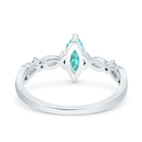 Marquise Wedding Ring Infinity Twisted Simulated Paraiba Tourmaline CZ 925 Sterling Silver