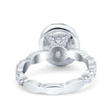 Oval Art Deco Halo Wedding Bridal Ring Simulated Cubic Zirconia 925 Sterling Silver