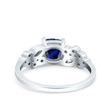 Vintage Style Cushion and Marquise Wedding Ring Simulated Blue Sapphire CZ 925 Sterling Silver