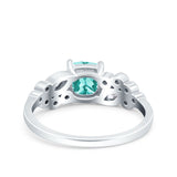 Vintage Style Cushion and Marquise Wedding Ring Simulated Paraiba Tourmaline CZ 925 Sterling Silver