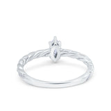 Vintage Style Twisted Band Marquise Wedding Ring Simulated Cubic Zirconia 925 Sterling Silver