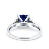 Celtic Art Deco Wedding Bridal Ring Round Simulated Blue Sapphire CZ 925 Sterling Silver