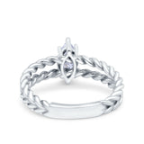 Double Rope Twisted Style Art Deco Marquise Wedding Ring Simulated Cubic Zirconia 925 Sterling Silver