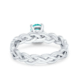 Celtic Weave Braided Style Oval Wedding Ring Simulated Paraiba Tourmaline CZ 925 Sterling Silver