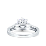 Art Deco Wedding Engagement Bridal Ring Simulated Cubic Zirconia 925 Sterling Silver