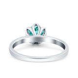 Art Deco Wedding Bridal Ring Round Simulated Paraiba Tourmaline CZ 925 Sterling Silver