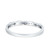 Half Eternity Ring Wedding Round Simulated Cubic Zirconia 925 Sterling Silver (2mm)