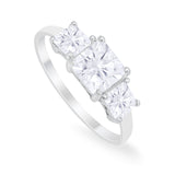 Princess Cut Engagement Ring Simulated Cubic Zirconia 925 Sterling Silver