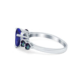 Heart Promise Wedding Ring Simulated Blue Sapphire CZ 925 Sterling Silver