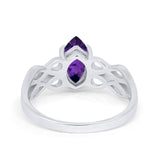 Marquise Simulated Simulated Amethyst CZ Celtic Braided 925 Sterling Silver