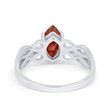 Marquise Simulated Simulated Garnet CZ Celtic Braided 925 Sterling Silver