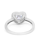 Halo Dazzling Heart Promise Ring Round Simulated CZ 925 Sterling Silver