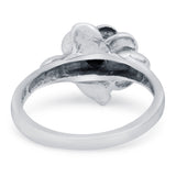 Rose Flower Ring Round Shape Simulated Cubic Zirconia 925 Sterling Silver