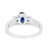 Solitaire Wedding Ring Oval Simulated Blue Sapphire CZ 925 Sterling Silver