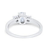 Solitaire Engagement Ring Oval Simulated CZ 925 Sterling Silver